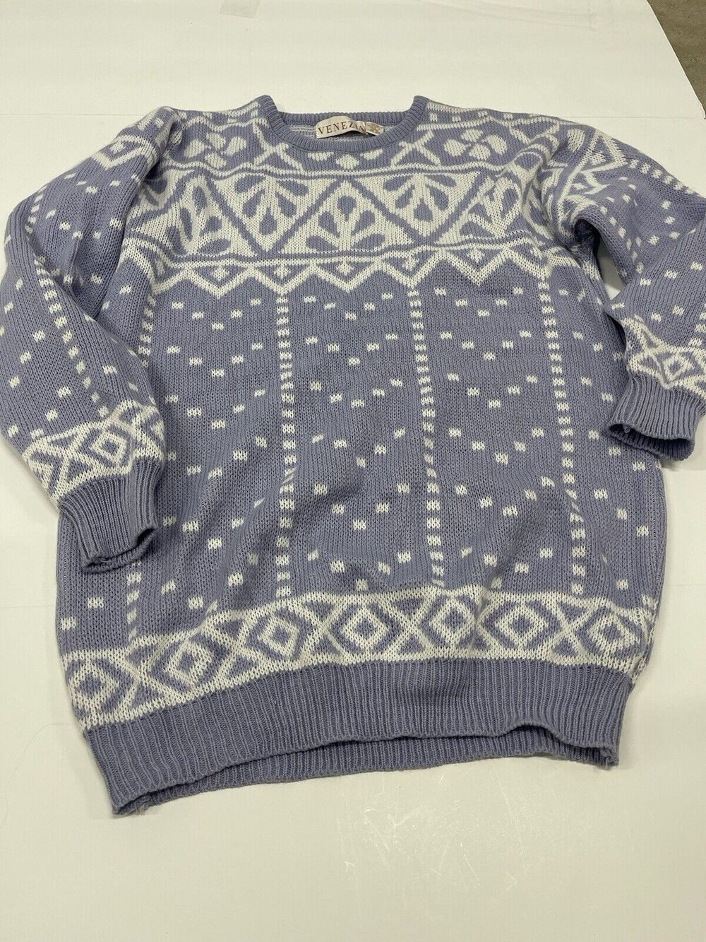 Vintage Venezia purple Geometric sweater size 14/18 90s